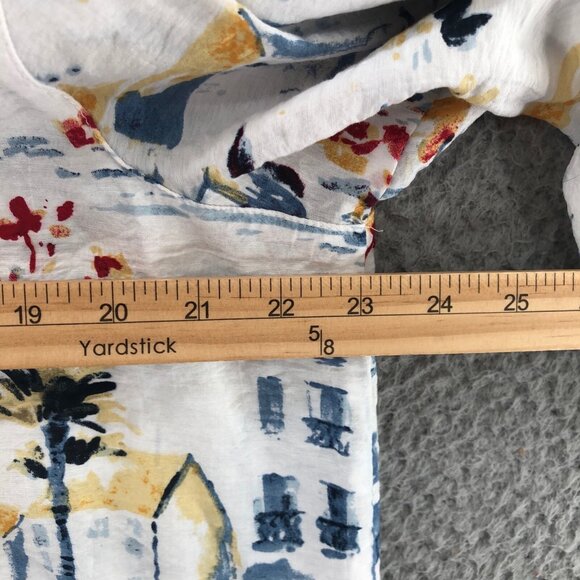 Multiples Shirt Womens Extra Large Petite Watercolor Boats Resort Wired Collar - Picture 7 of 9